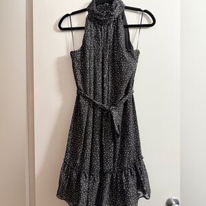 Taylor Black and White Polka Dot High Low Dress